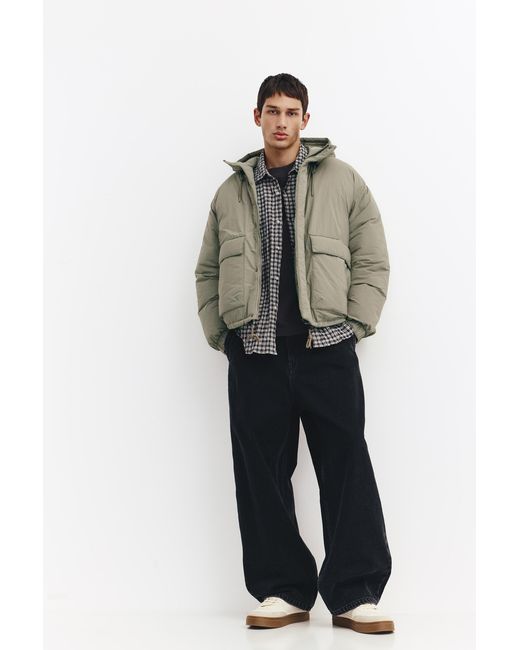 Pull&Bear Gray Cropped Puffer Jacket for men