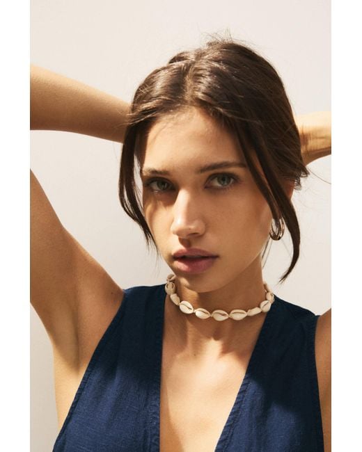 Pull&Bear White Halskette Mit Muscheln