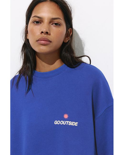 Pull&Bear Blue Sun Graphic Sweatshirt