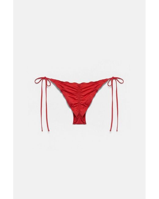 Pull&Bear Red Frilled Bikini Bottoms