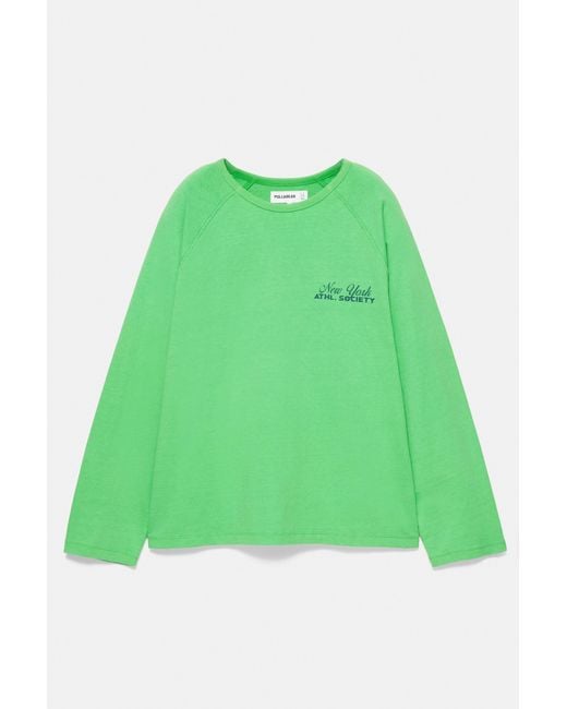 Pull&Bear Raglan T-Shirt in het Green