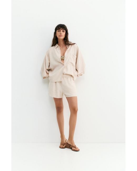 Pull&Bear Gray Linen Blend Shorts