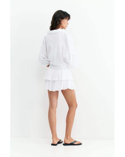 Pull&Bear White Ruffled Skort
