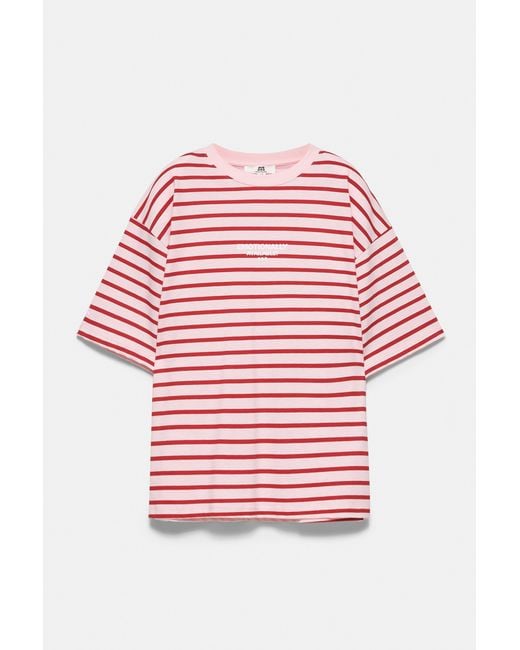 Pull&Bear Blue Oversize Striped T-Shirt