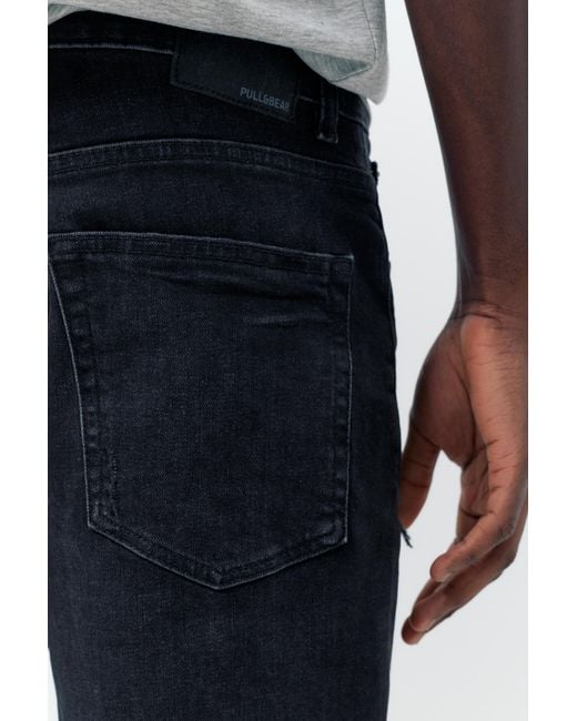 Pull&Bear Gray Ripped Denim Bermuda Shorts for men
