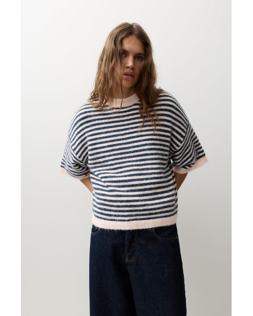Pull&Bear Black Boxy Short Sleeve Jumper