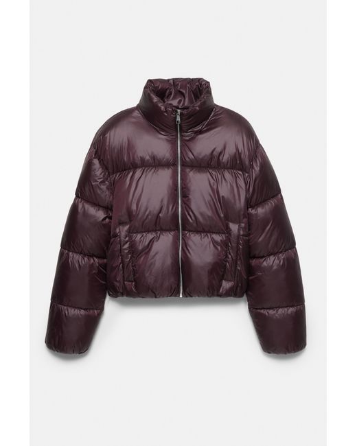Pull&Bear Purple Puffer Jacket With A Shimmery Finish