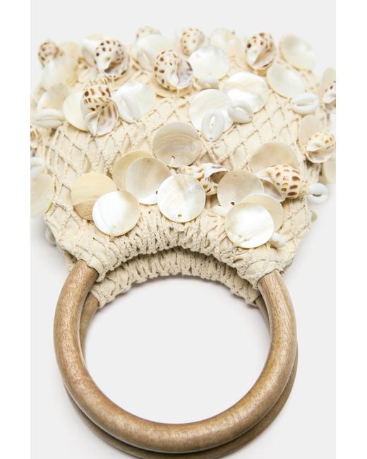 Pull&Bear Natural Handtasche Mit Perlen