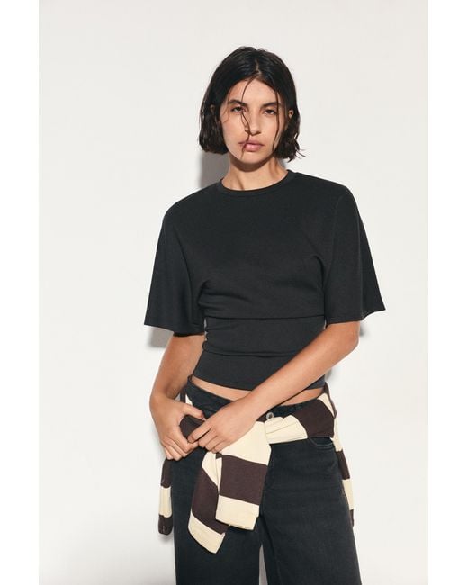 Pull&Bear Black Modal Batwing Sleeve T-Shirt