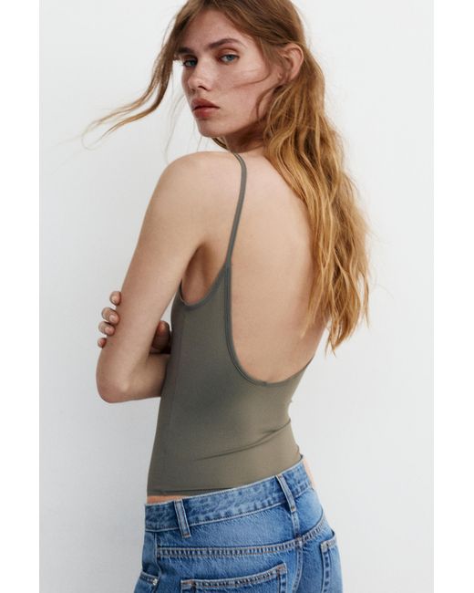 Pull&Bear Blue Polyamide Bodysuit With Thin Straps