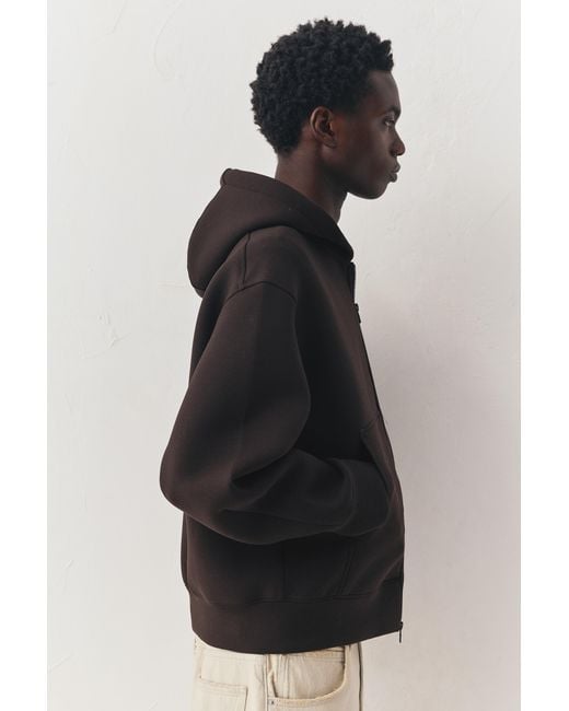 Pull&Bear Brown Neoprene-Effect Hoodie for men