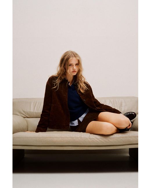 Pull&Bear Brown Suede Leather Main Fabric Jacket