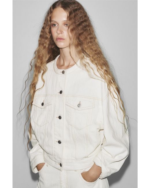 Pull&Bear Natural Textured Denim Jacket
