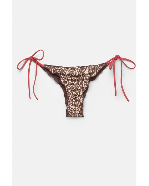 Pull&Bear Red Animal Print Bikini Bottoms