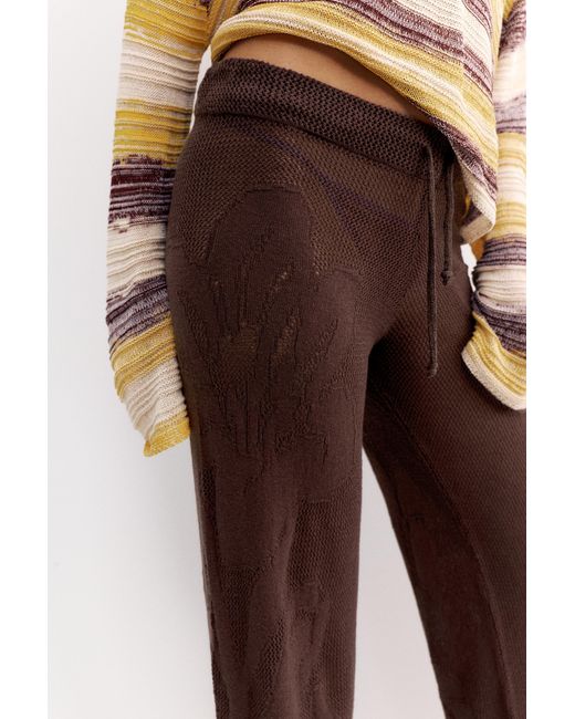 Pull&Bear Natural Floral Crochet Trousers