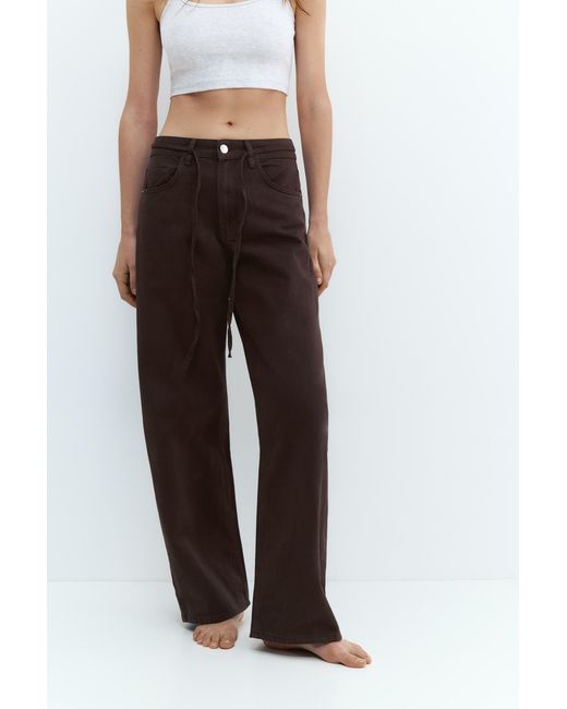 Pull&Bear Brown Baggy Jeans With Drawstring