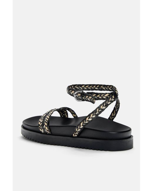 Pull&Bear White Flache Sandalen Flechtmuster