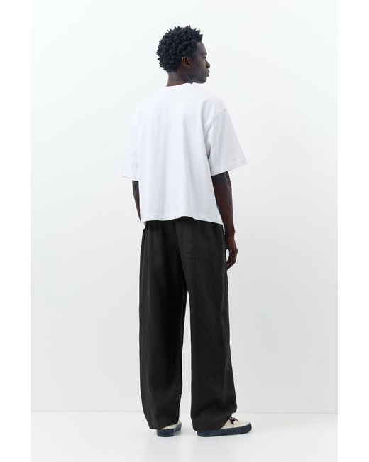 Pull&Bear White 100% Linen Jogger Trousers for men