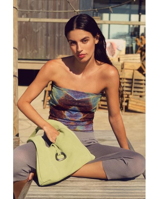 Pull&Bear Green Leather Ring Shopper Bag