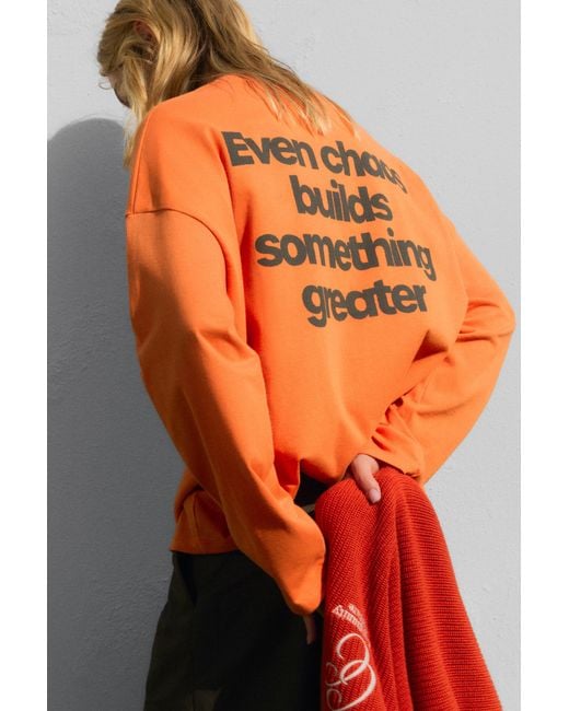 Pull&Bear T-Shirt Met Tekst in het Orange