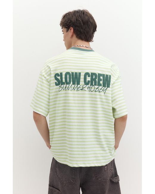 Pull&Bear Gray Stwd Boxy Striped T-Shirt for men