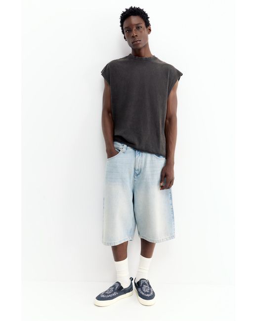 Pull&Bear Singlet Met Acid Wash in het Gray voor heren
