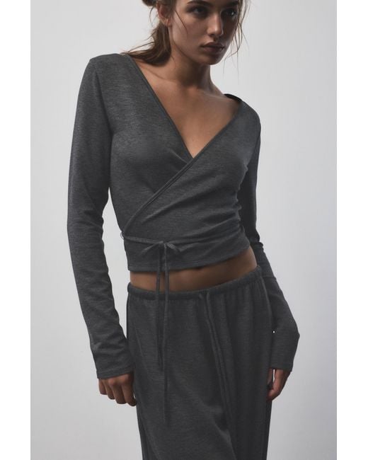 Pull&Bear Black Belted Crossover Top
