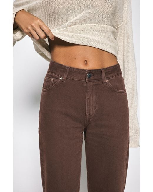 Pull&Bear Brown High-Waist Wide Straight-Leg Jeans
