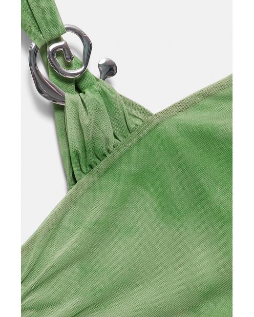Pull&Bear Asymmetrische Gedrapeerde Top in het Green