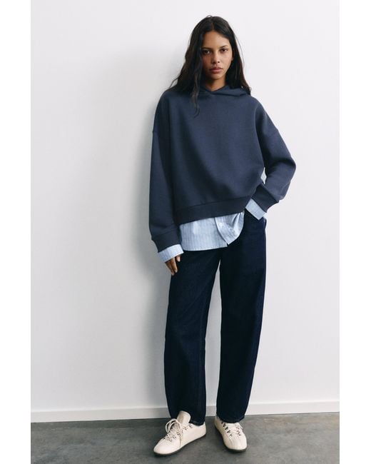 Pull&Bear Gecombineerde Sweater Met Capuchon in het Blue