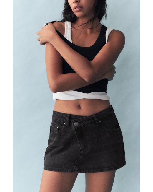 Pull&Bear Red Cross-Waist Denim Skort