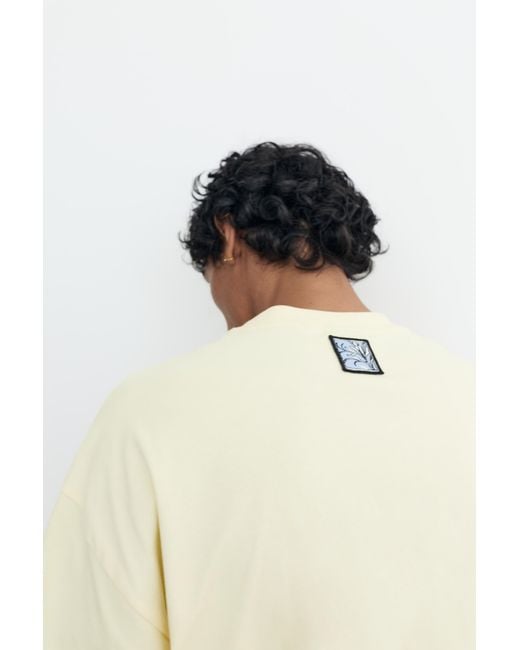 Pull&Bear Natural Oversize Embroidered T-Shirt for men