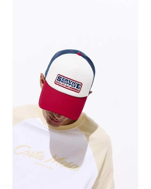 Cappello Trucker Service Supply di Pull&Bear in Red da Uomo