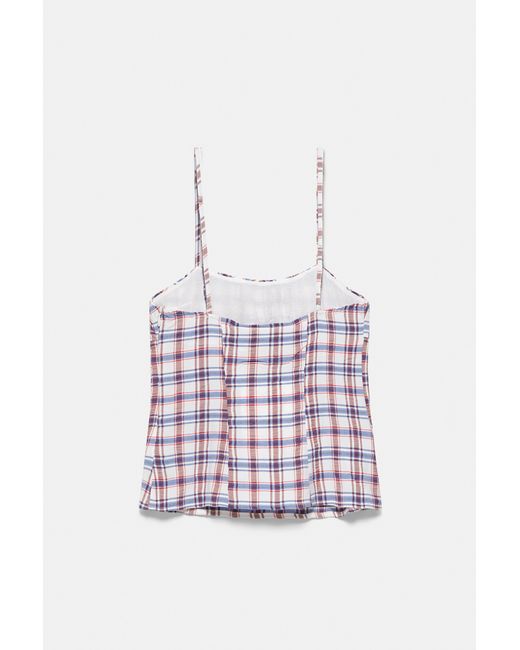 Pull&Bear Blue Check Print Strappy Top