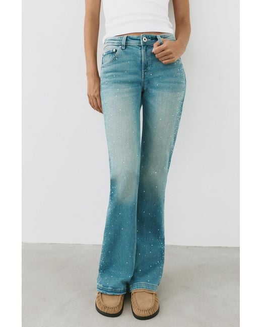Pull&Bear Blue Rhinestone Boot-Cut Jeans