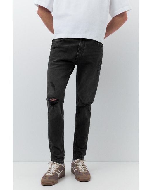 Pull&Bear White Ripped Skinny Jeans for men