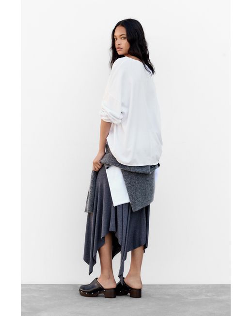 Pull&Bear White Oversize Long Sleeve T-Shirt