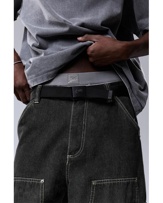 Pull&Bear Black Fabric Belt With Stwd Buckle for men