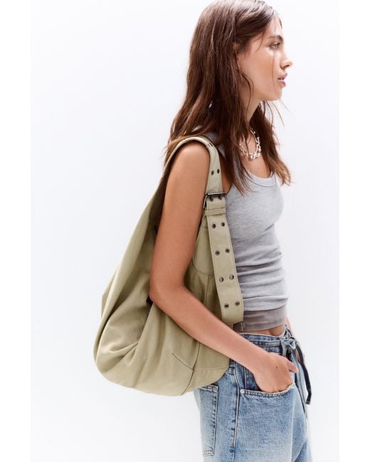 Pull&Bear Multicolor Canvas Shopper Bag With Buckle