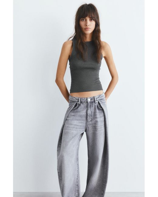 Pull&Bear Black Round Neck Tank Top
