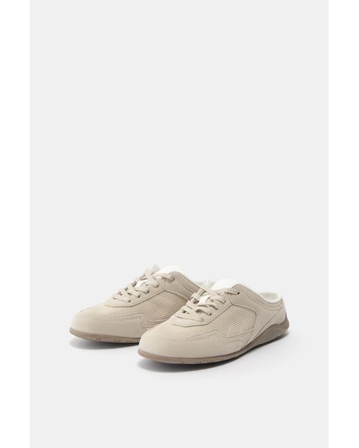 Pull&Bear Blue Leather Slingback Trainers