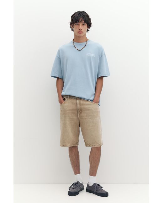 Pull&Bear Blue Stwd Boxy T-Shirt for men