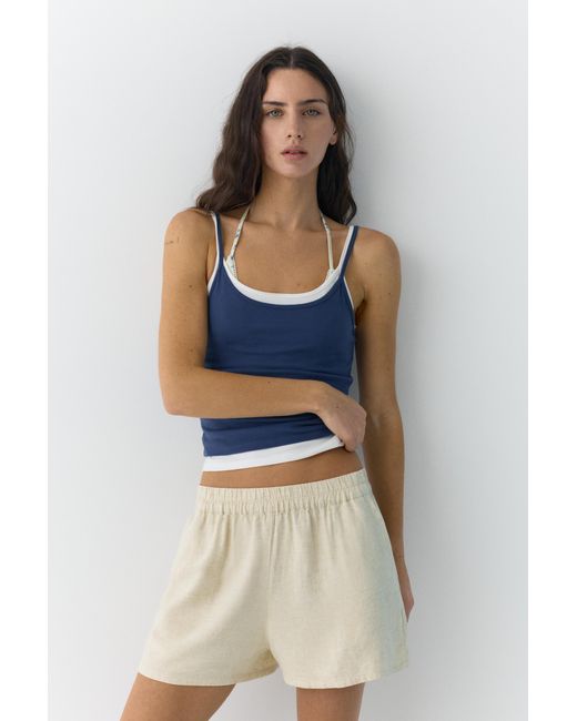 Pull&Bear Gray Linen Blend Shorts
