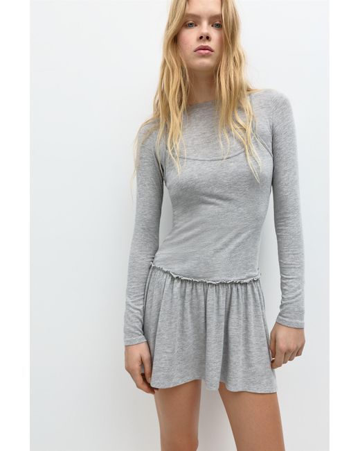 Pull&Bear Gray Double Short Dress
