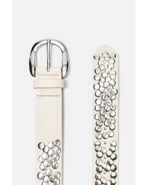 Pull&Bear White Faux Leather Studded Belt
