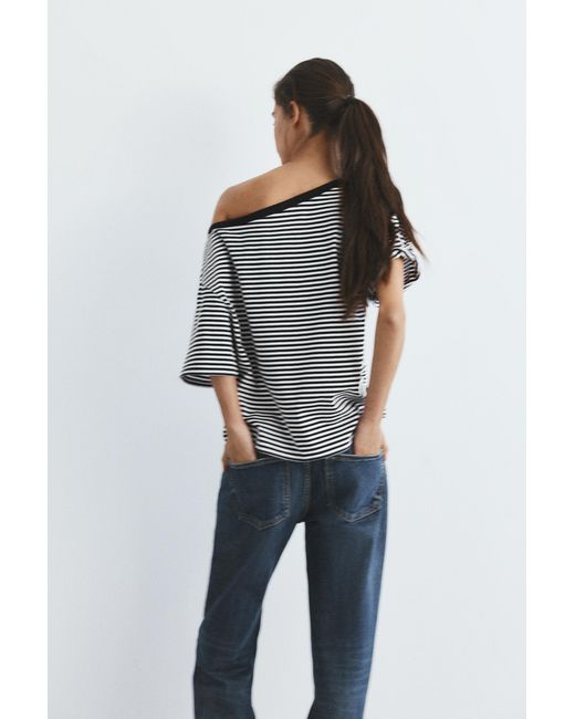 Pull&Bear Blue Asymmetric Short Sleeve T-Shirt