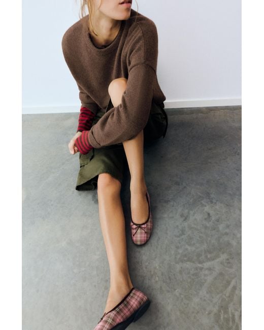 Pull&Bear Black Checked Ballet Flats