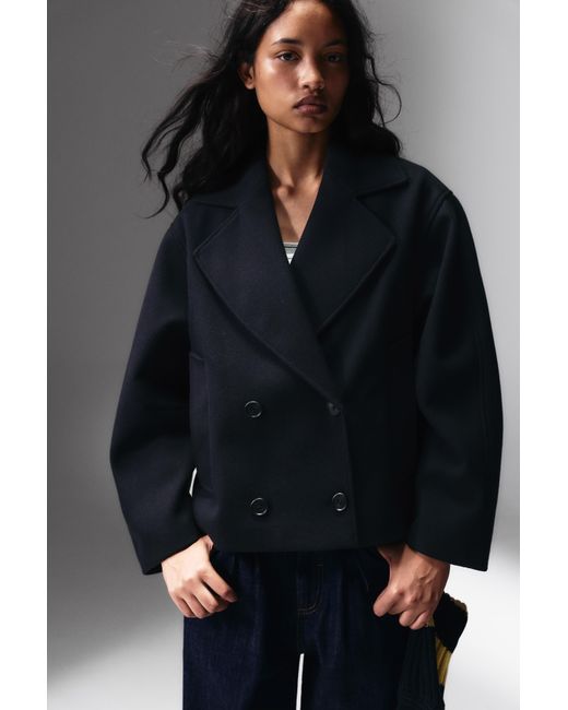 Pull&Bear Black Short Cloth Coat