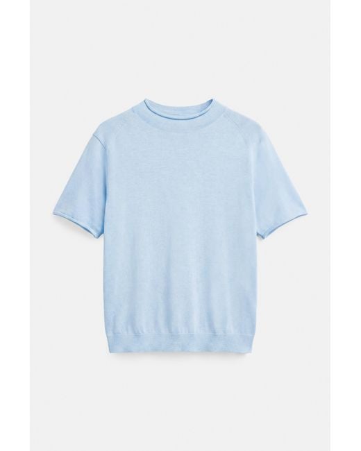 Pull&Bear Blue Fitted Short Sleeve Jumper