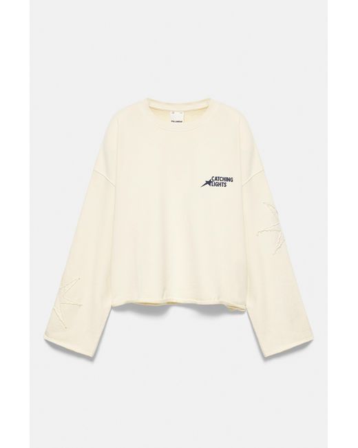 Pull&Bear Cropped Sweater Met Sterrenprint in het Black